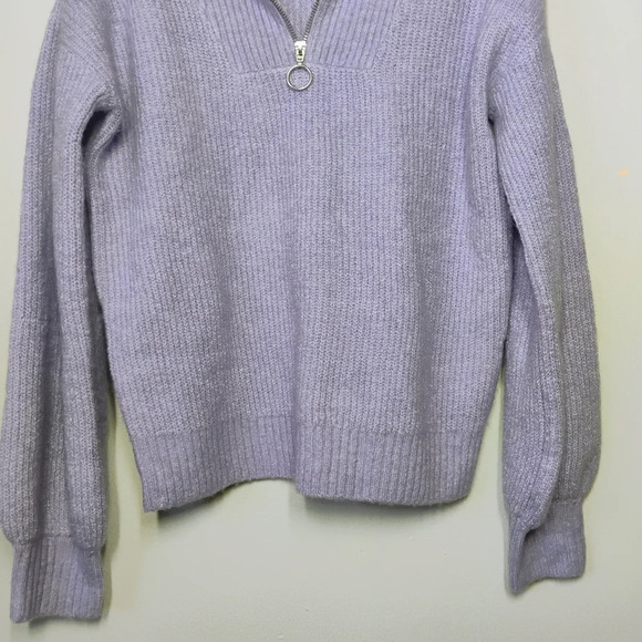 Nine West Lavender 1/4 Zip Ribbed Knit Oversized Pullover Sweater Size Small - Picture 3 of 14